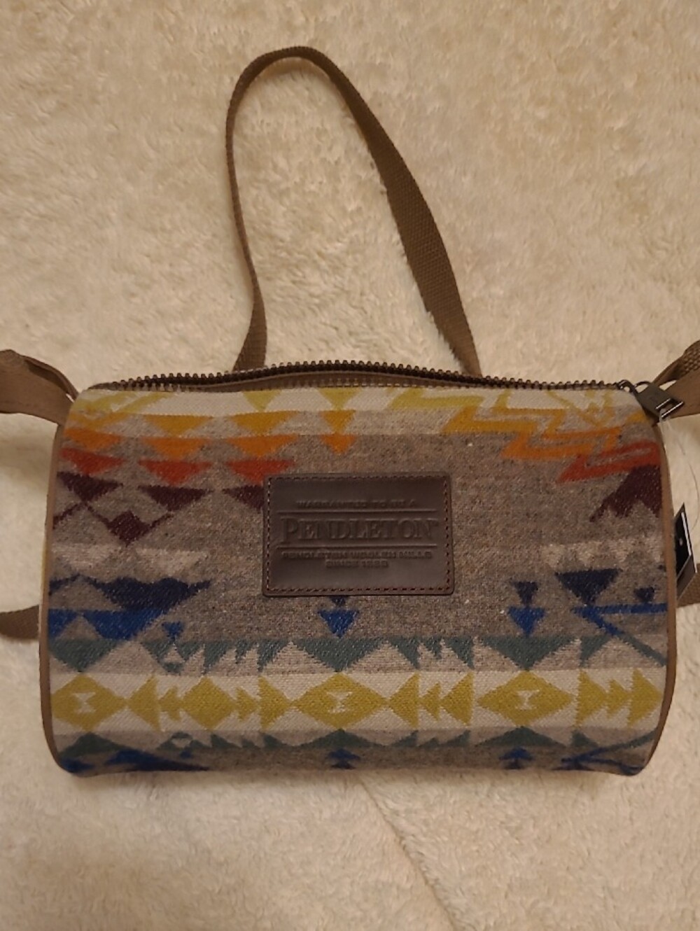 Pendleton Gray Native Print Crossbody with Blue and Mustard Accents - Picture 5 of 5